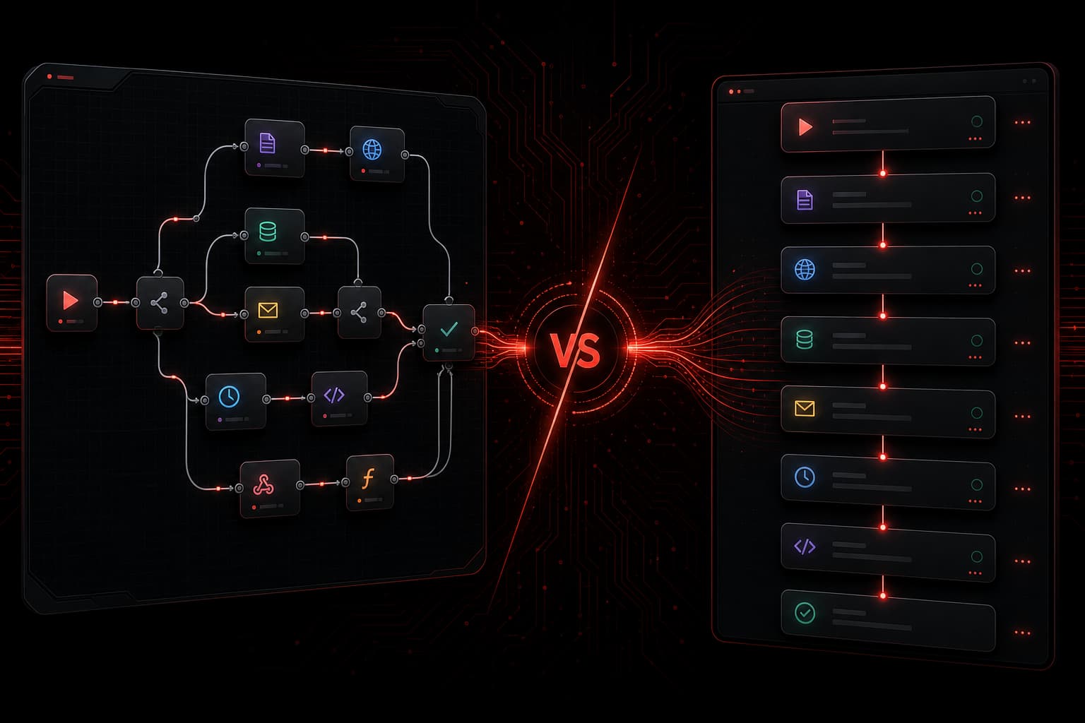 Make.com vs Zapier automation platform comparison with connected workflow nodes