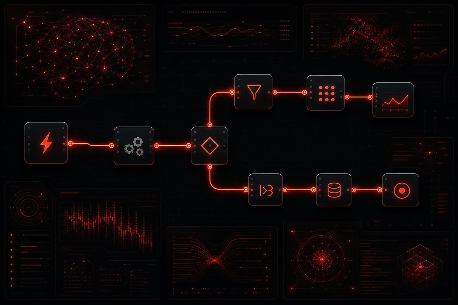 n8n open-source automation workflow node diagram with glowing connections
